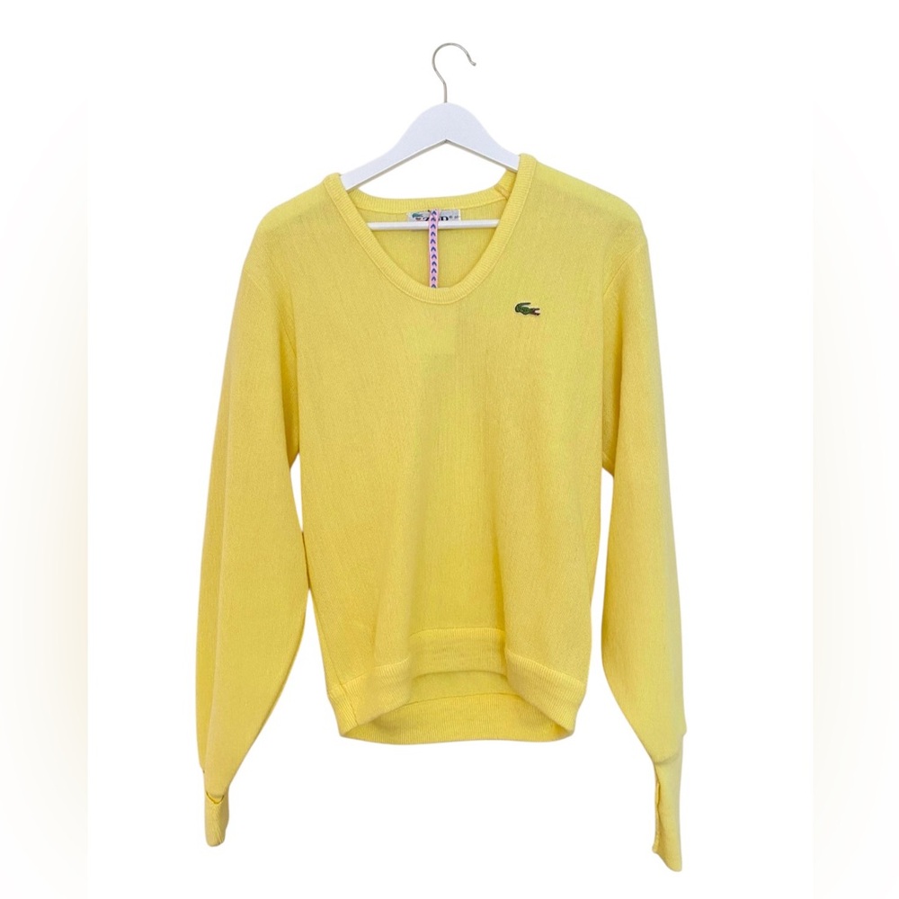 Vintage Butter Yellow Lacoste V Neck Pullover Sweater